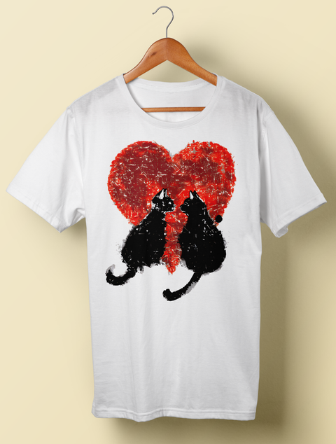 Cats in a heart! Unisex T-shirt Βαμβακερό