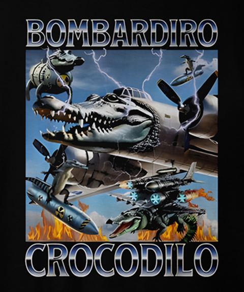 Παιδικό Βαμβακερό T‑shirt Μαύρο Bombardiro Crocodilo