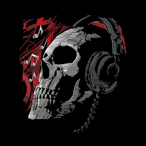 Skull Headphones Music Unisex T-shirt Βαμβακερό
